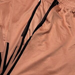 Peach Track Pants with Black Stripes